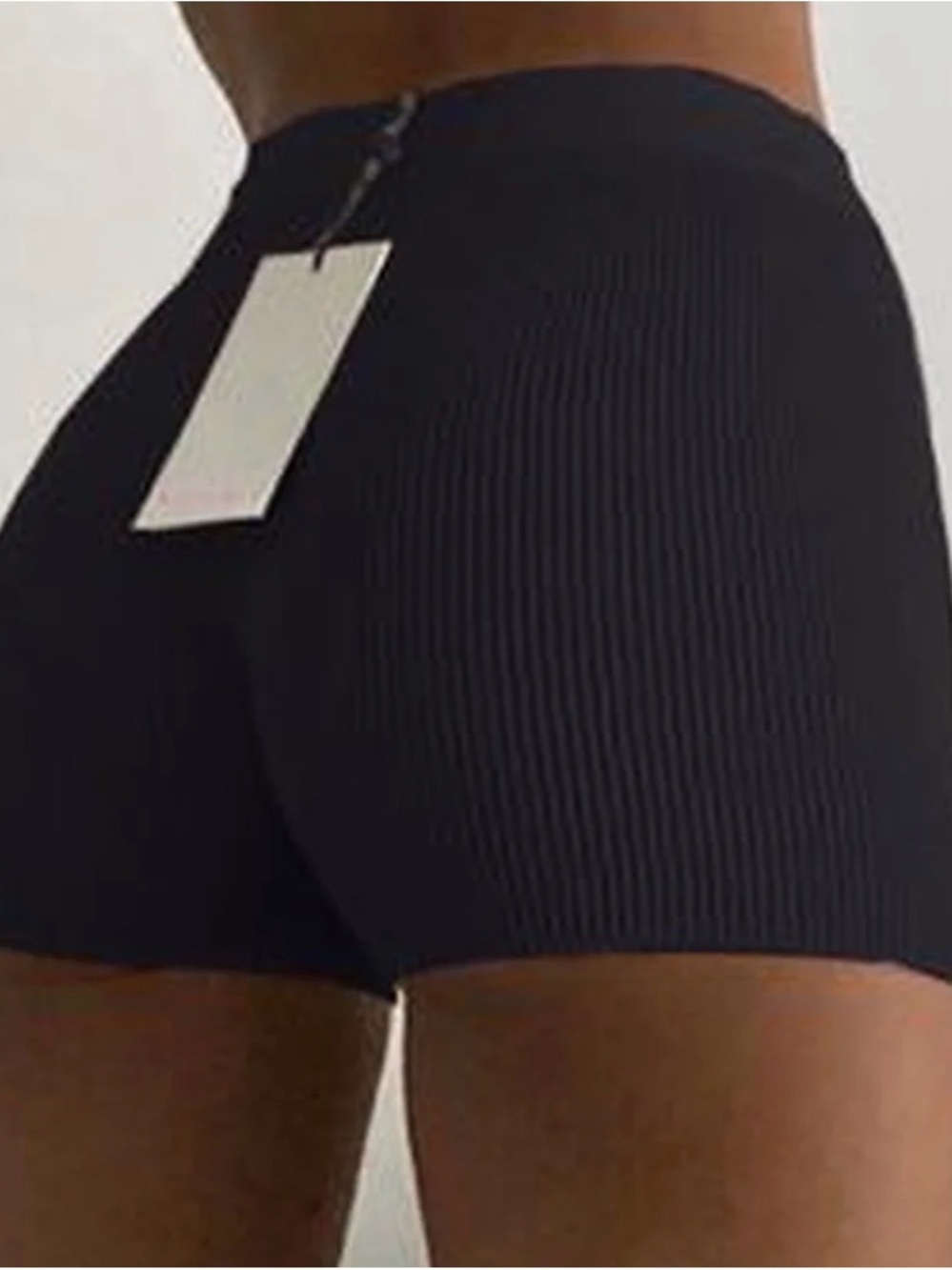 Ribbed High-Waist Bike Shorts — Black